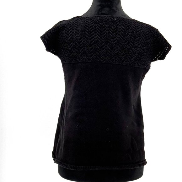 Vtg RXB Cardigan Women M Black Knit Top Textured Shell Buttons Hong Kong Flutter - Picture 7 of 7